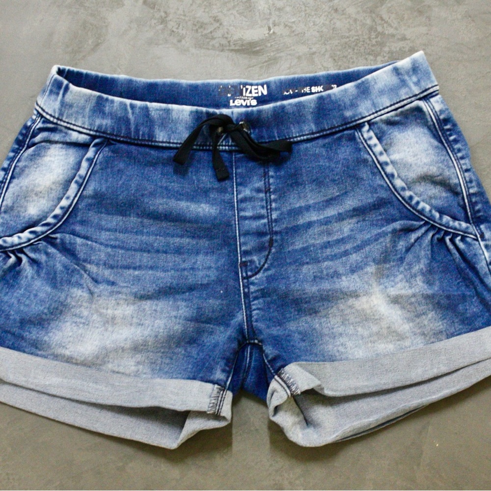 Denizen From Levi’s Jean Short-Shorts Womens Blue Denim Low Rise Distressed XS